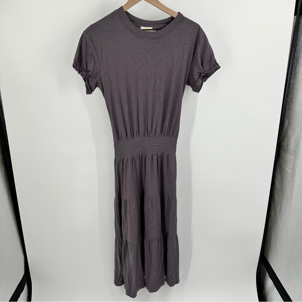 Nation LTD Martin Smocked Waist Tiered Peasant Midi Dress XS Purple‎ Minimalist